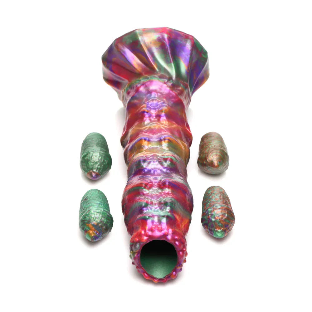 Creature Cocks Larva Silicone Dildo - 22.9 cm Fantasy Dildo with Eggs - Take A Peek