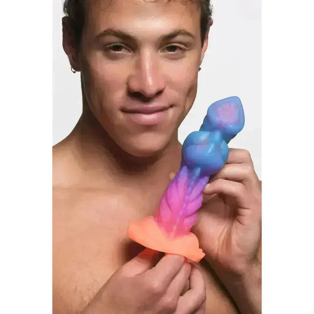Creature Cocks Aqua-Cock - Glow in Dark Multi- 19.3 cm Fantasy Dildo - Take A Peek