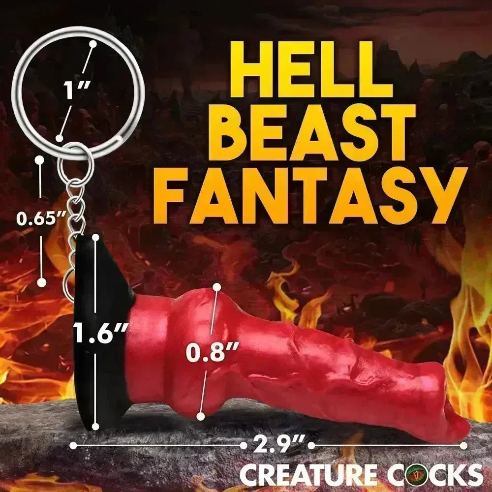 Creature Cocks Hell-Hound Keychain - Novelty Fantasy Dildo Keyring - Take A Peek