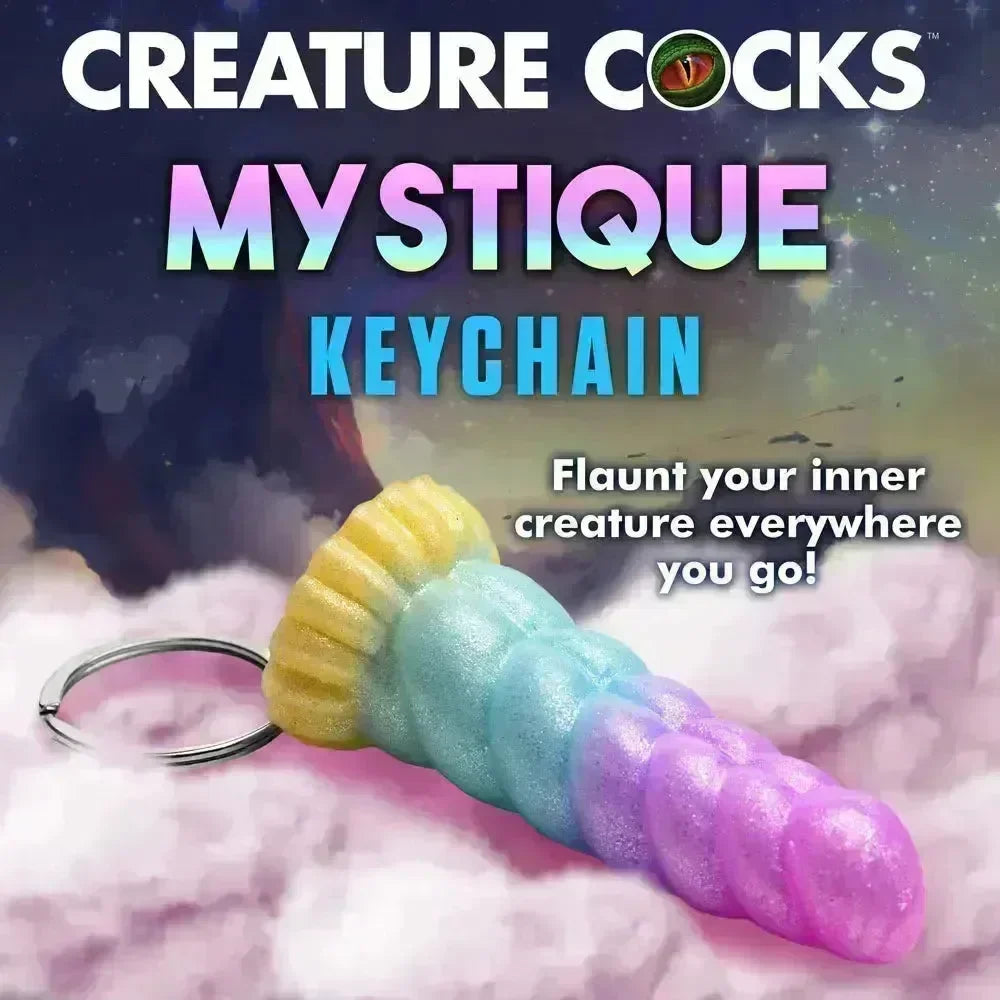 Creature Cocks Mystique Unicorn Keychain - Novelty Fantasy Dildo Keyring - Take A Peek