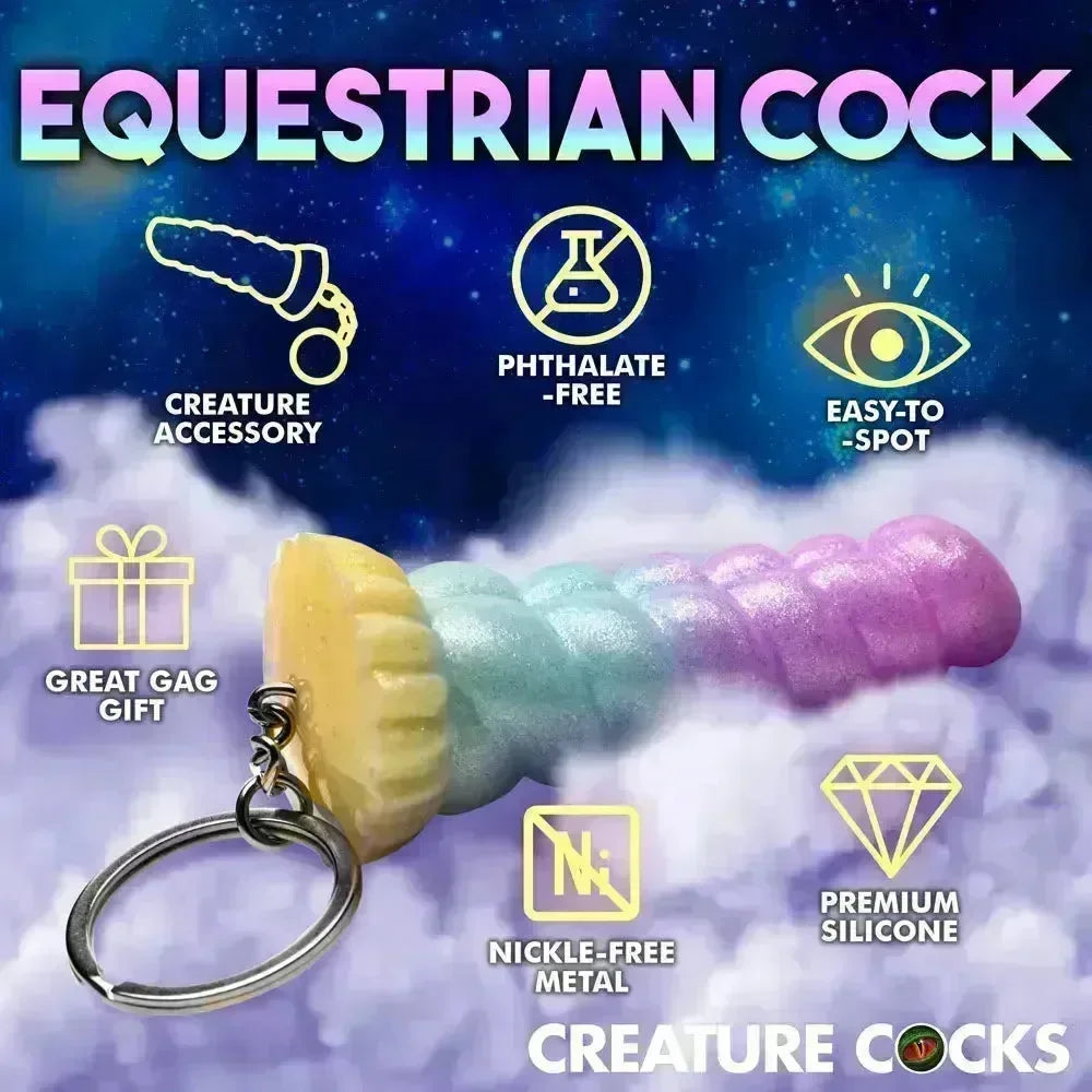 Creature Cocks Mystique Unicorn Keychain - Novelty Fantasy Dildo Keyring - Take A Peek
