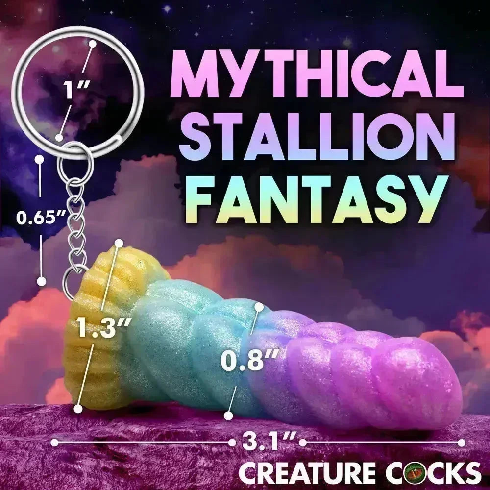 Creature Cocks Mystique Unicorn Keychain - Novelty Fantasy Dildo Keyring - Take A Peek