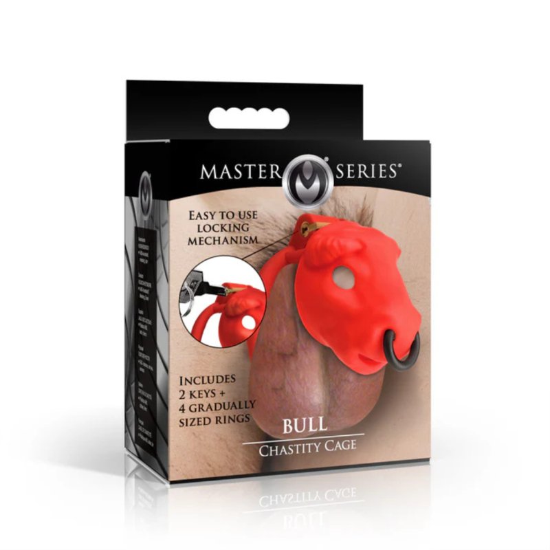 Master Series Bull Chastity Cage - Red-AH664-Red