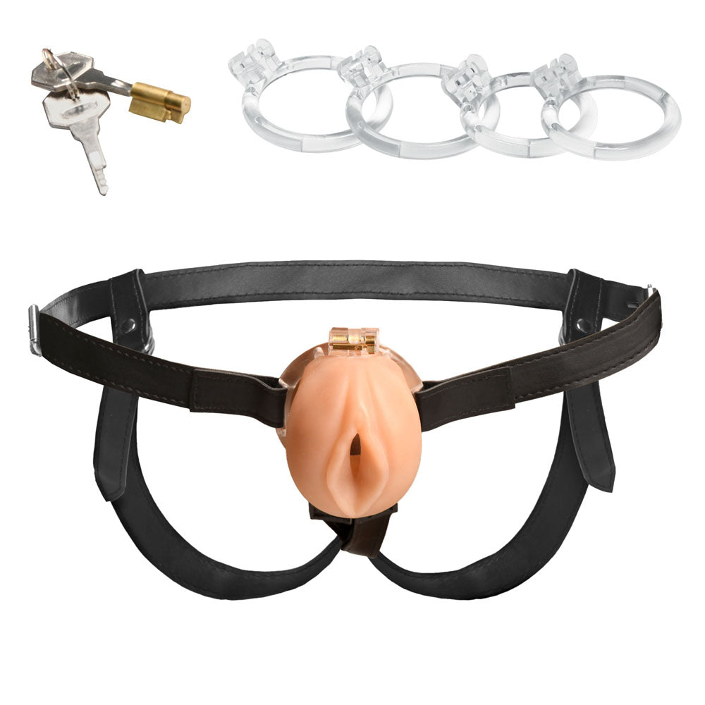 Master Series Pussy Chastity Cage - Light - Chastity Cage Set - Take A Peek