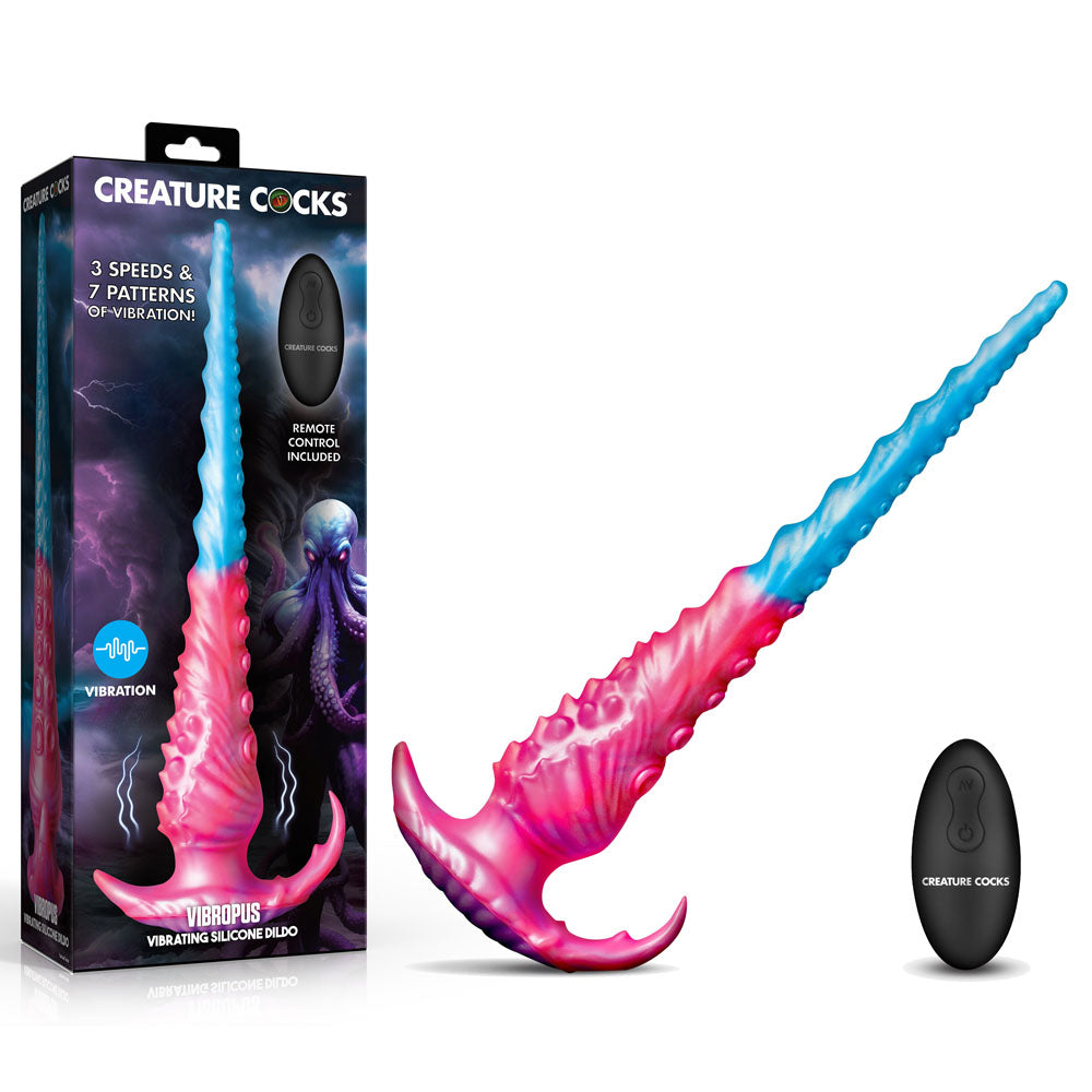 Creature Cocks Vibropus - Blue/Pink 34.3 cm USB Rechargeable Vibrating Tentacle Dildo with Wireless Remote - Take A Peek