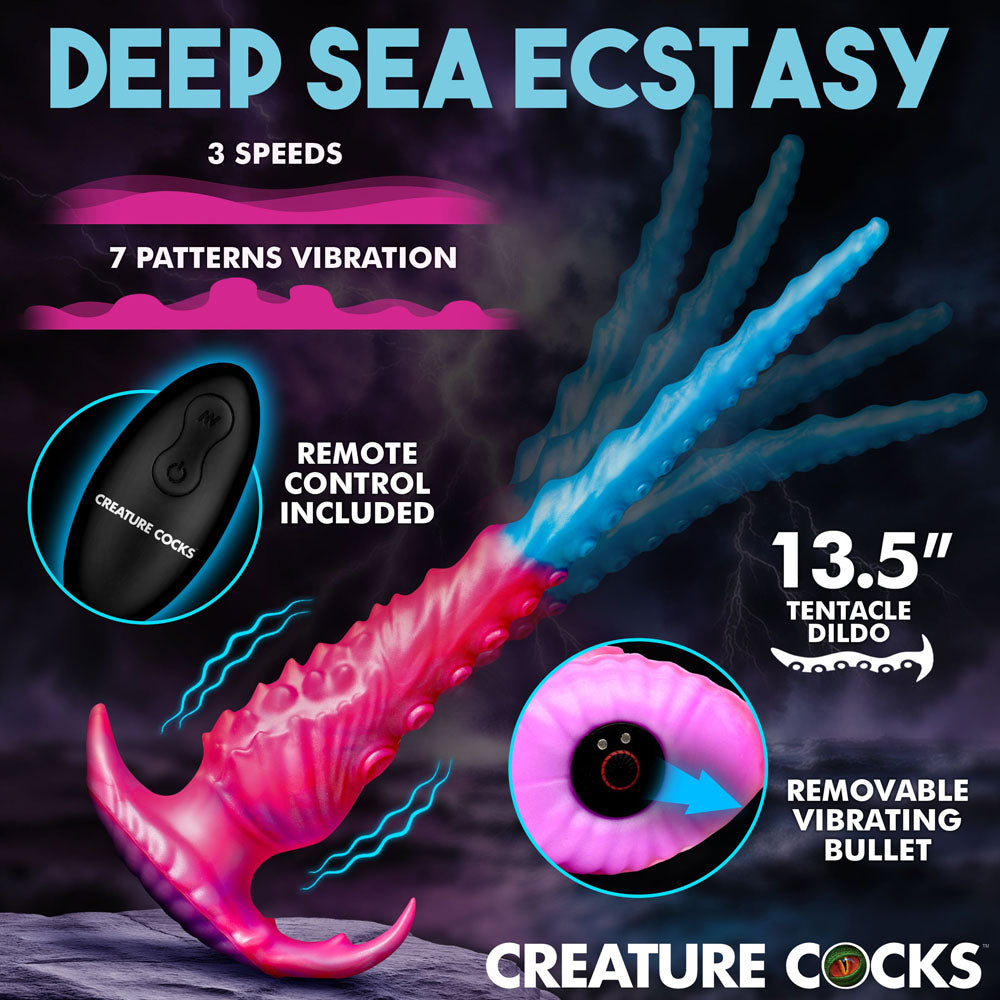 Creature Cocks Vibropus - Blue/Pink 34.3 cm USB Rechargeable Vibrating Tentacle Dildo with Wireless Remote - Take A Peek
