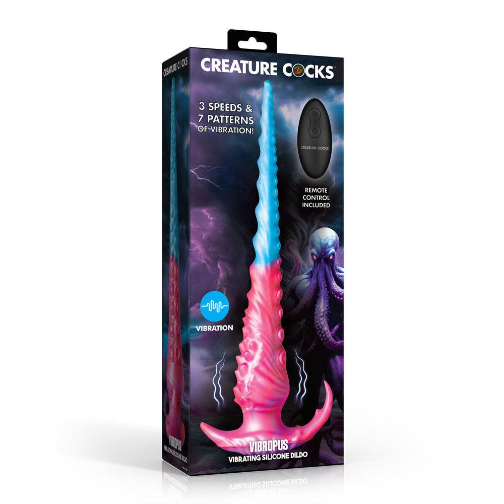 Creature Cocks Vibropus - Blue/Pink 34.3 cm USB Rechargeable Vibrating Tentacle Dildo with Wireless Remote - Take A Peek