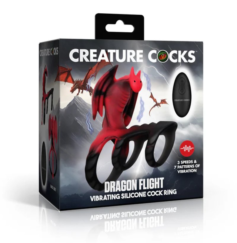 Dragon Flight Vibrating Silicone Cock Ring-AH767