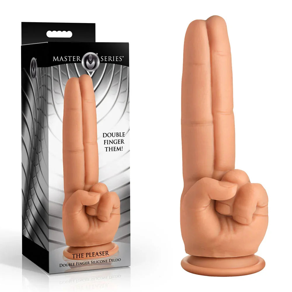 Master Series The Pleaser - 23.6 cm Double Finger Dildo - Take A Peek