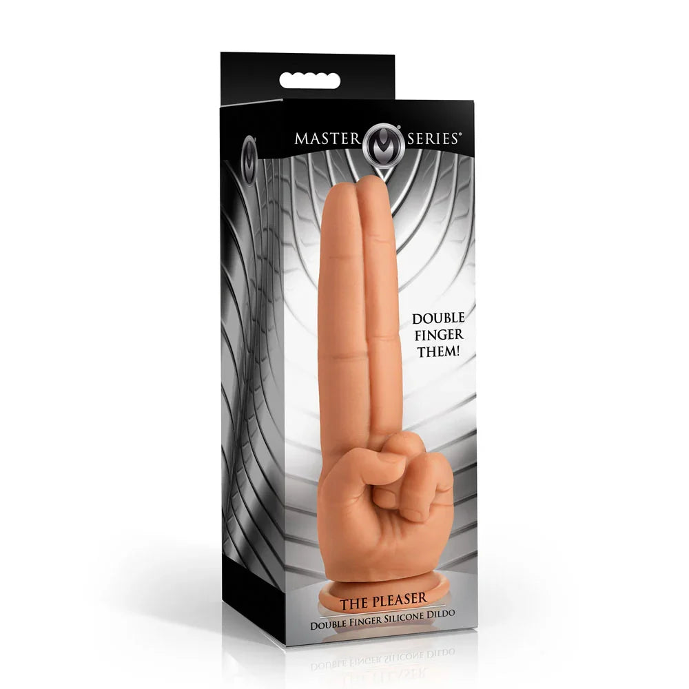 Master Series The Pleaser - 23.6 cm Double Finger Dildo - Take A Peek