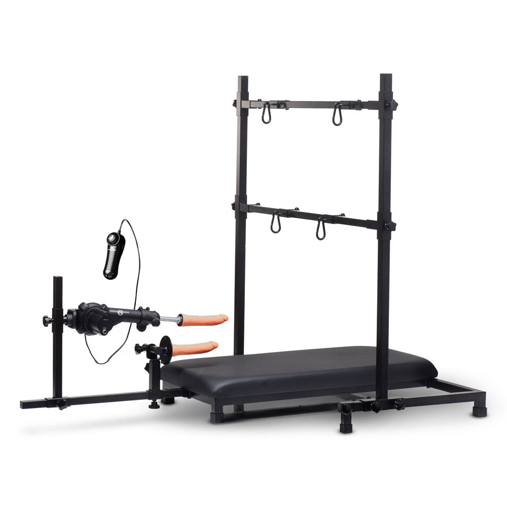 Master Series Breed Master - Breeding Restraint Stand with Sex Machine - Take A Peek