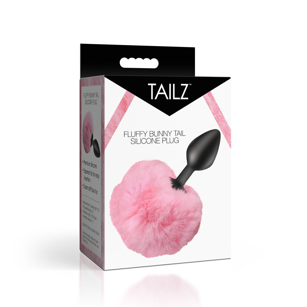 Tailz Fluffy Bunny Tail Silicone Plug - - Black Butt Plug with Bunny Tail - Take A Peek