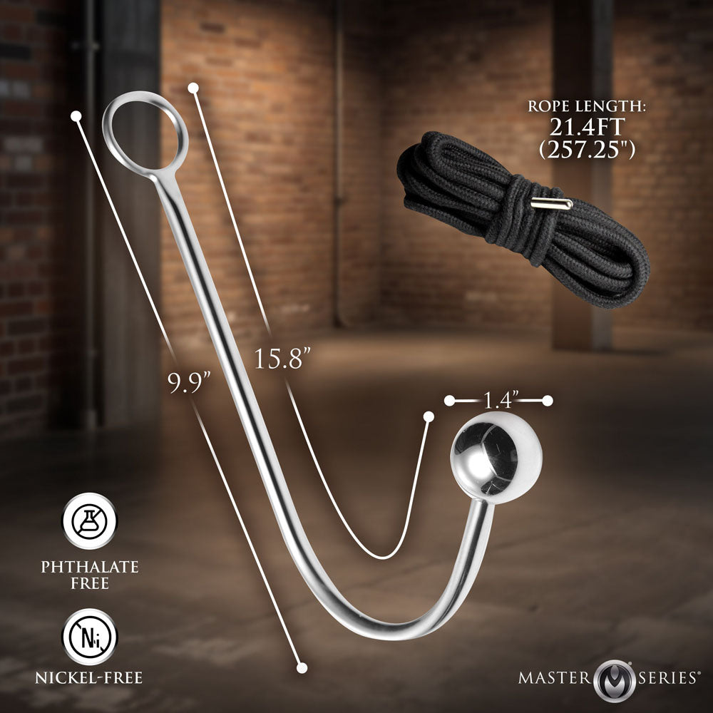Master Series Roped - Metal Anal Hook with Rope - Take A Peek