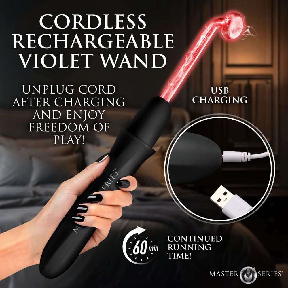 Master Series Electrawand - Rechargeable E-Stim Violet Wand with Attachments - Take A Peek
