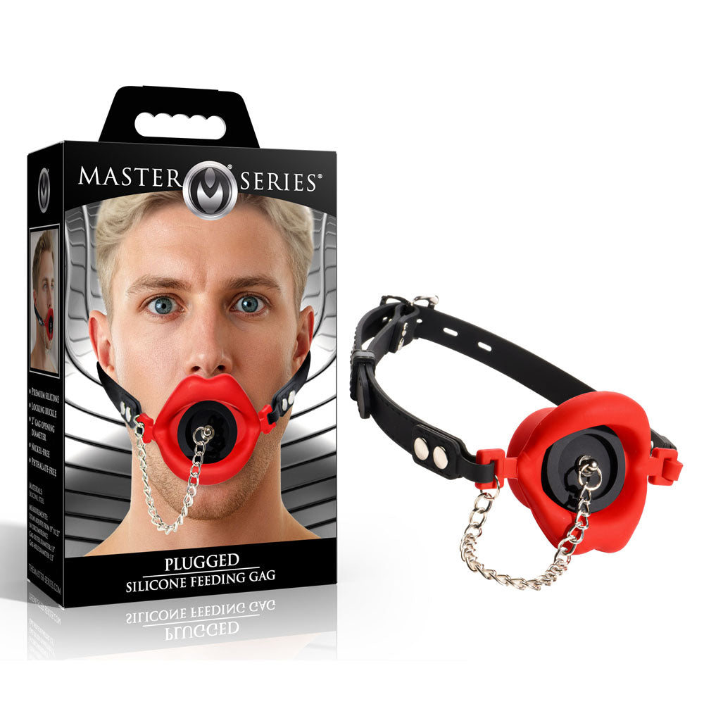 Master Series Plugged - Lips Silicone Feeding Mouth Gag - Take A Peek