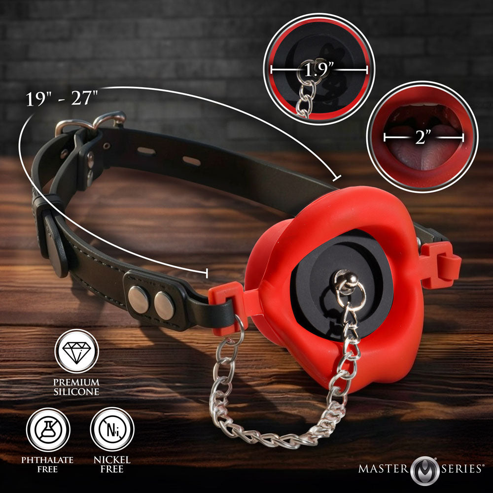 Master Series Plugged - Lips Silicone Feeding Mouth Gag - Take A Peek