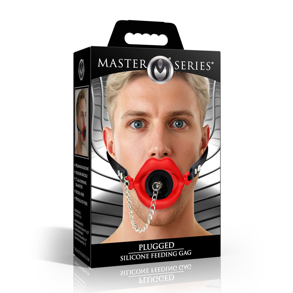 Master Series Plugged - Lips Silicone Feeding Mouth Gag - Take A Peek