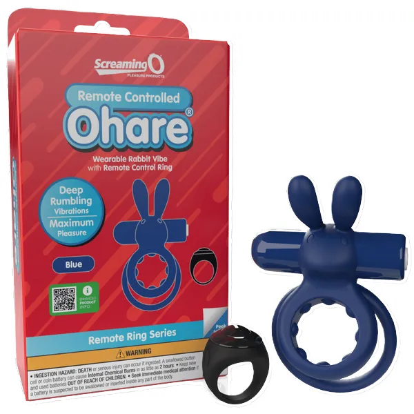 Screaming O Remote Controlled Ohare Vibrating Ring - Blue - Take A Peek