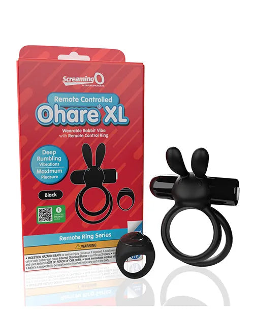 Screaming O Remote Controlled Ohare XL Vibrating Ring - Black - Take A Peek