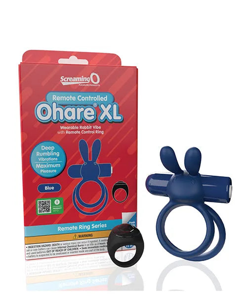 Screaming O Remote Controlled Ohare XL Vibrating Ring - Blue - Take A Peek