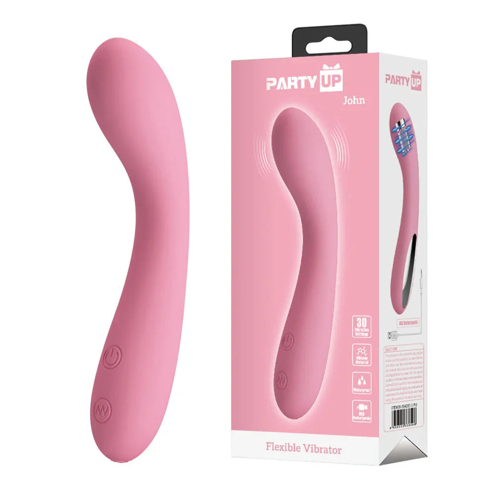 Party Up JOHN Flexible Vibe - - 16 cm USB Rechargeable Vibrator - Take A Peek