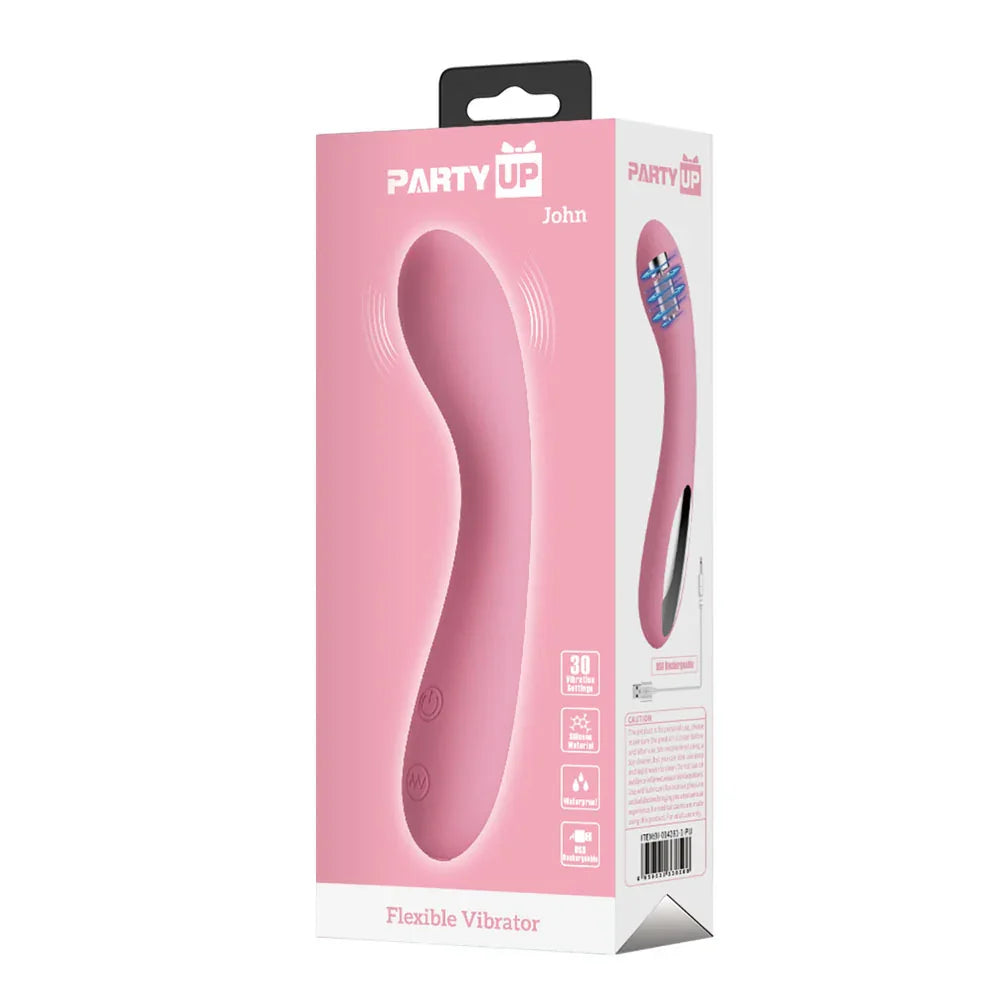 Party Up JOHN Flexible Vibe - - 16 cm USB Rechargeable Vibrator - Take A Peek