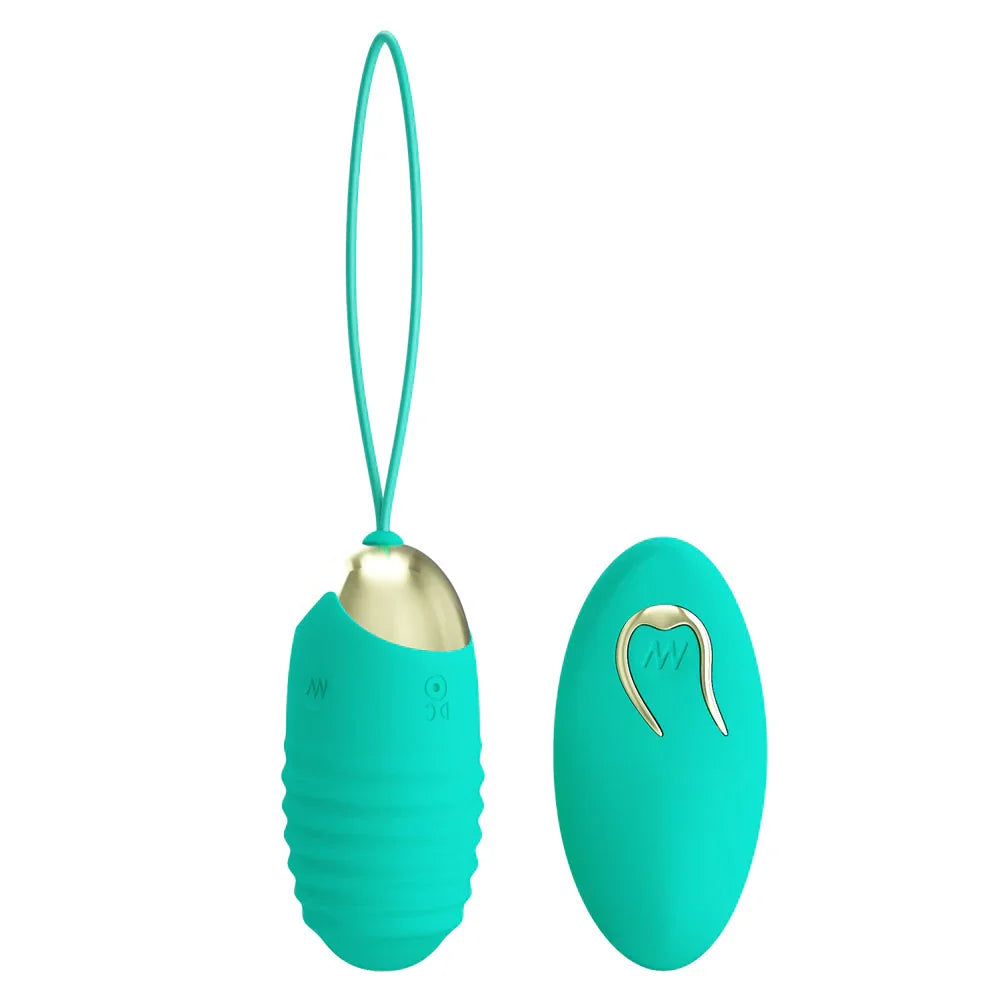 Party Up IAN Remote Egg - Teal - Teal USB Rechargeable Vibrating Egg with Wireless Remote - Take A Peek