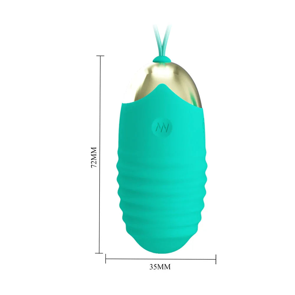 Party Up IAN Remote Egg - Teal - Teal USB Rechargeable Vibrating Egg with Wireless Remote - Take A Peek