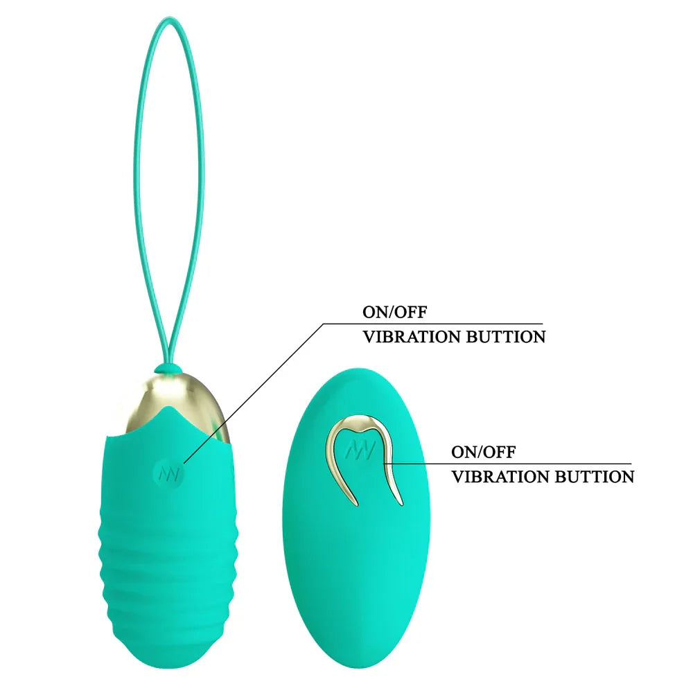 Party Up IAN Remote Egg - Teal - Teal USB Rechargeable Vibrating Egg with Wireless Remote - Take A Peek
