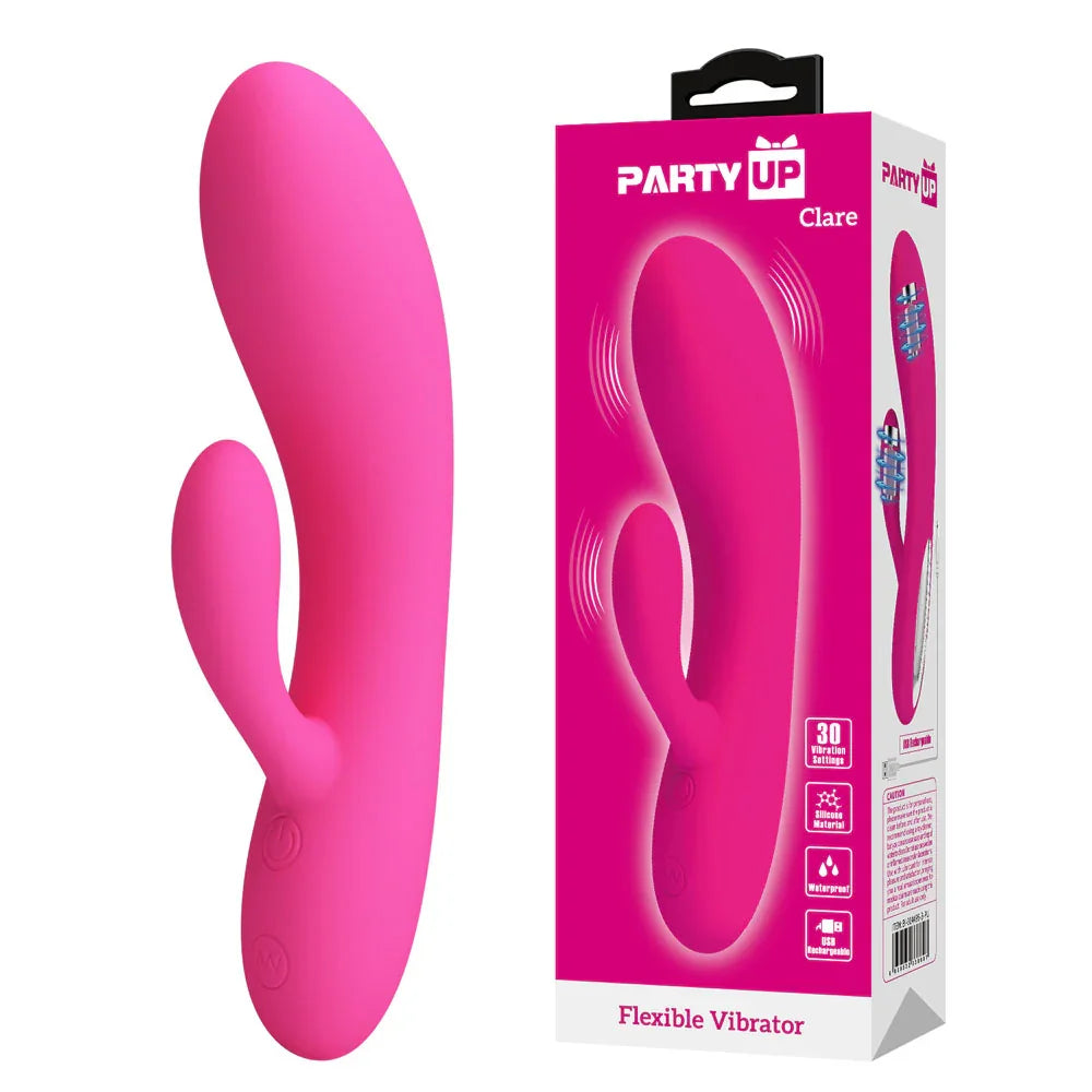 Party Up CLARE Flexible Vibe - - 16.9 cm USB Rechargeable Rabbit Vibrator - Take A Peek