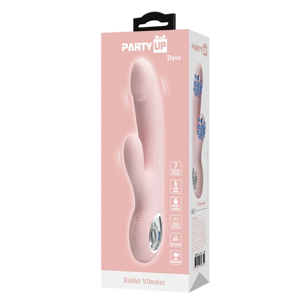 Party Up DAVE Rabbit Vibe - - 19 cm USB Rechargeable Rabbit Vibrator - Take A Peek