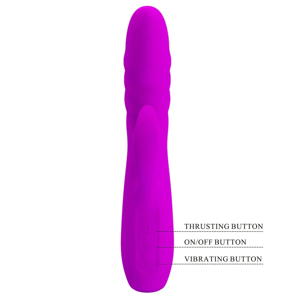 Party Up BOB Thrusting Vibe - - 25 cm USB Rechargeable Thrusting Rabbit Vibrator - Take A Peek