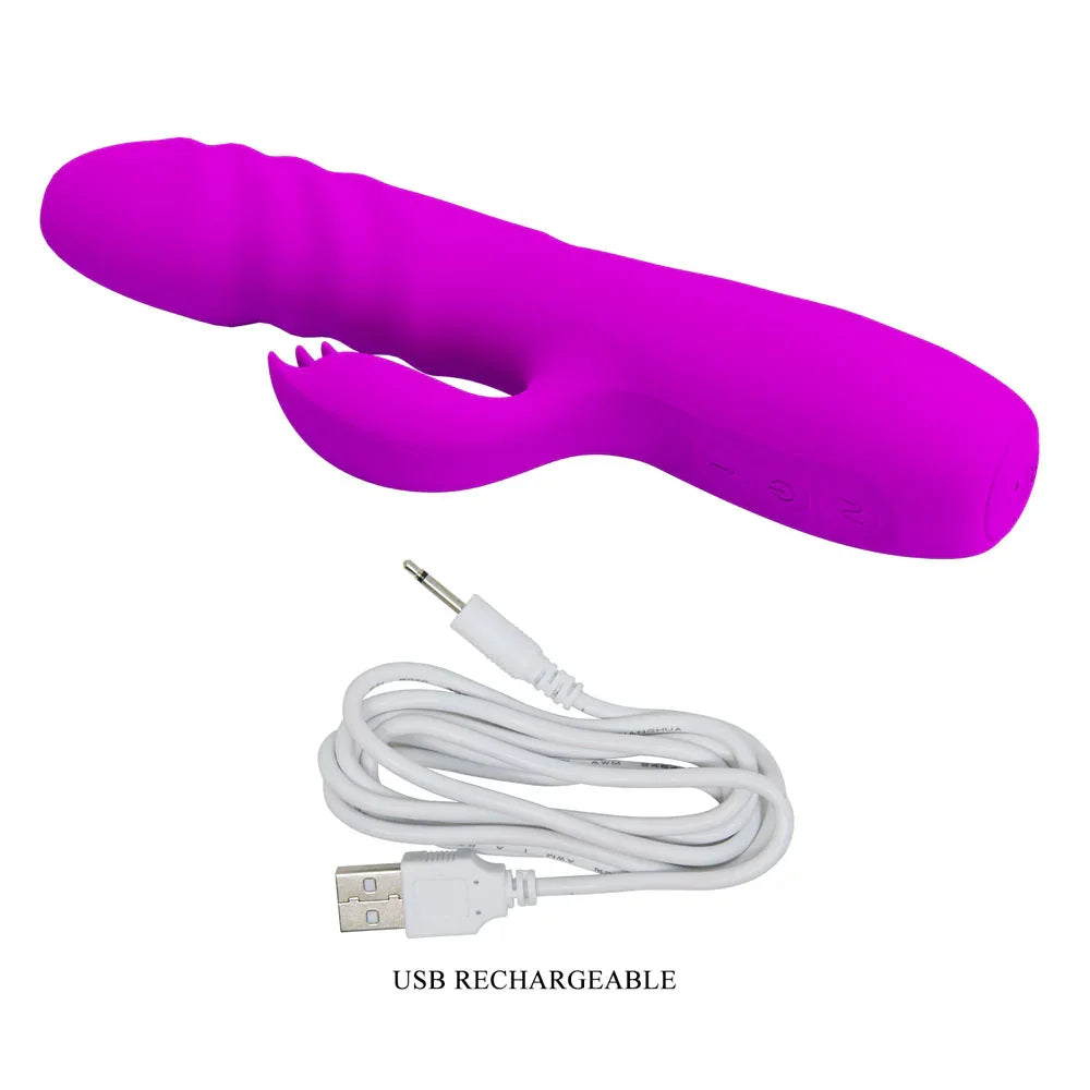Party Up BOB Thrusting Vibe - - 25 cm USB Rechargeable Thrusting Rabbit Vibrator - Take A Peek