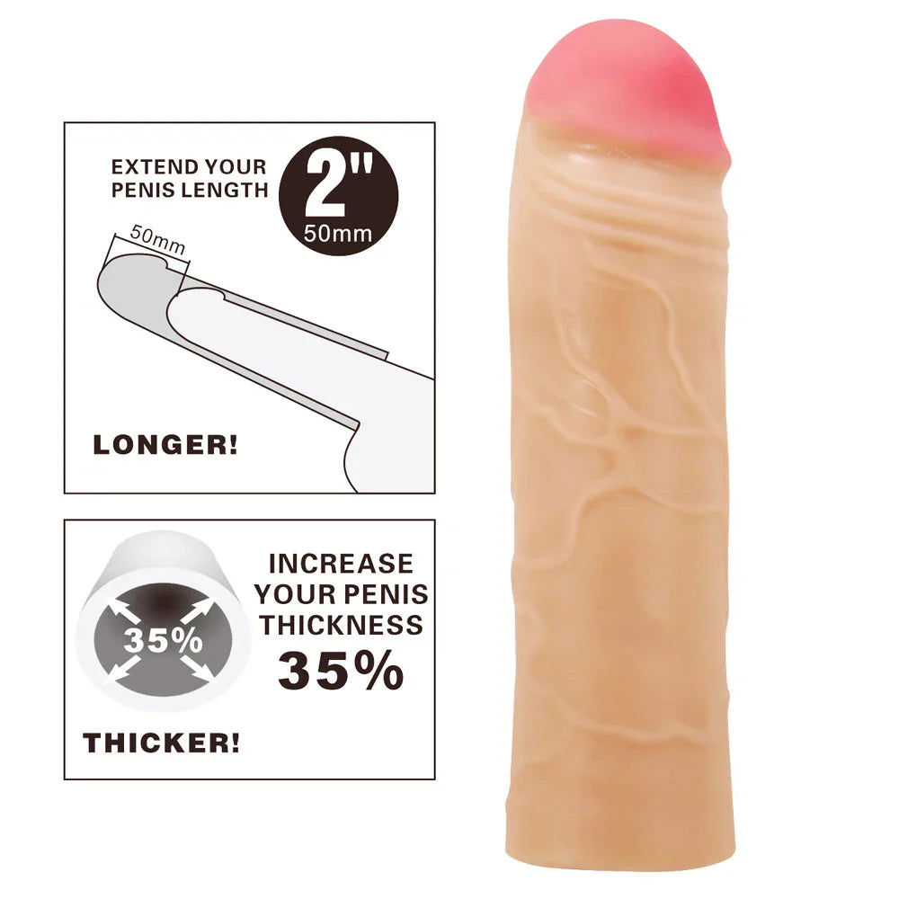 Party Up PARKER 2 Inch Extender Sleeve - 2 Inch Penis Extender Sleeve - Take A Peek