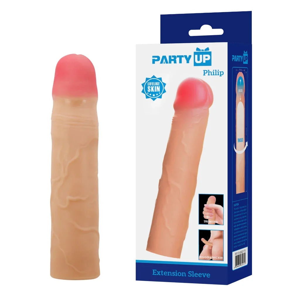 Party Up PHILIP 3 Inch Extender Sleeve - 3 Inch Penis Extender Sleeve - Take A Peek