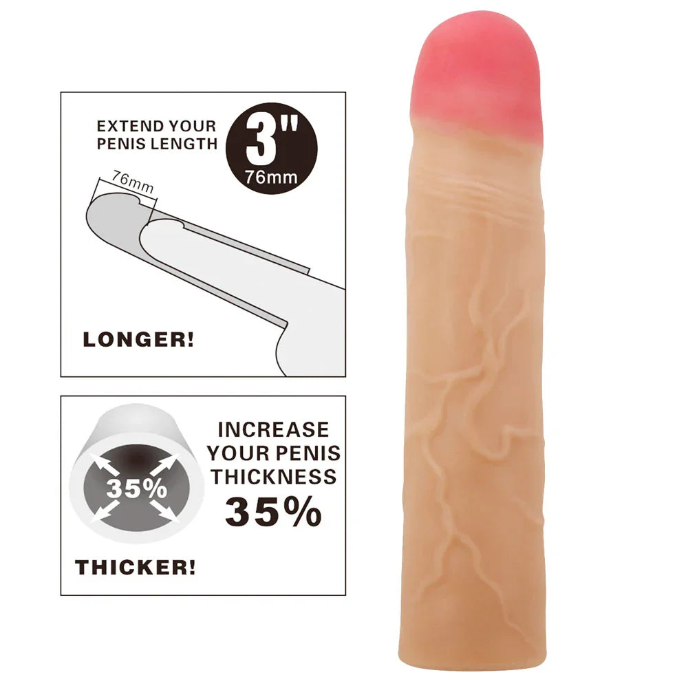 Party Up PHILIP 3 Inch Extender Sleeve - 3 Inch Penis Extender Sleeve - Take A Peek
