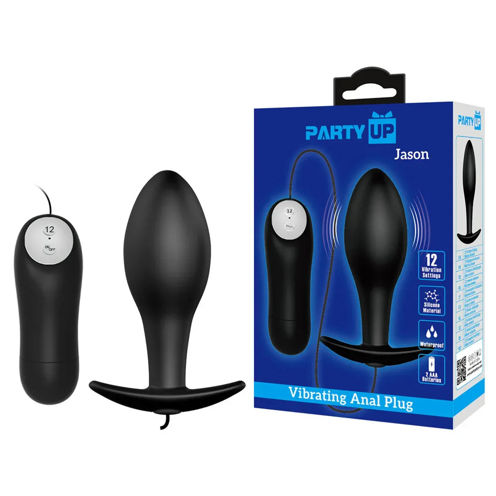 Party Up JASON Vibrating Anal Plug - 8.5 cm Vibrating Butt Plug with Remote - Take A Peek