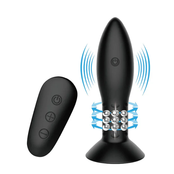MR PLAY Rotation Beads Anal Plug - USB Rechargeable Beaded Butt Plug with Wireless Remote - Take A Peek