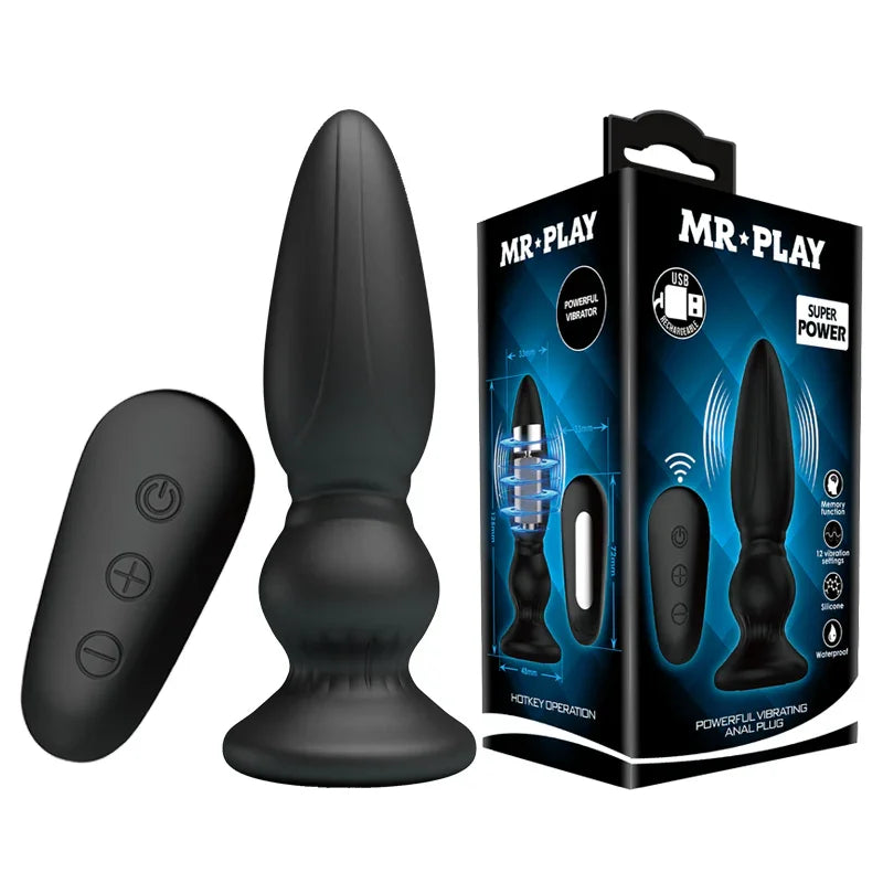 MR PLAY Powerful Vibrating Anal Plug - 12.5 cm USB Rechargeable Vibrating Anal Plug with Remote - Take A Peek