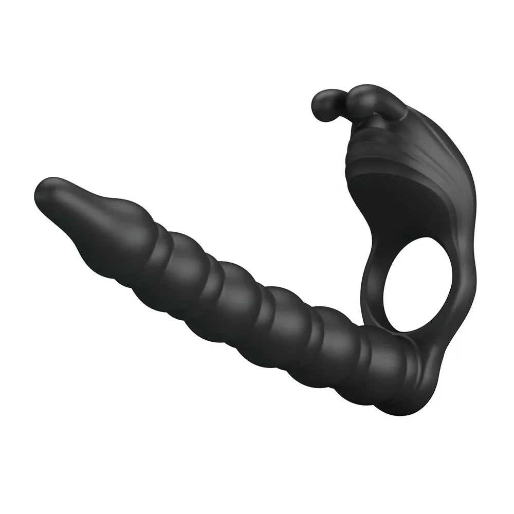 Party Up MARCUS Ring & Anal Plug - USB Rechargeable Vibrating Cock Ring with Double Penetrator - Take A Peek
