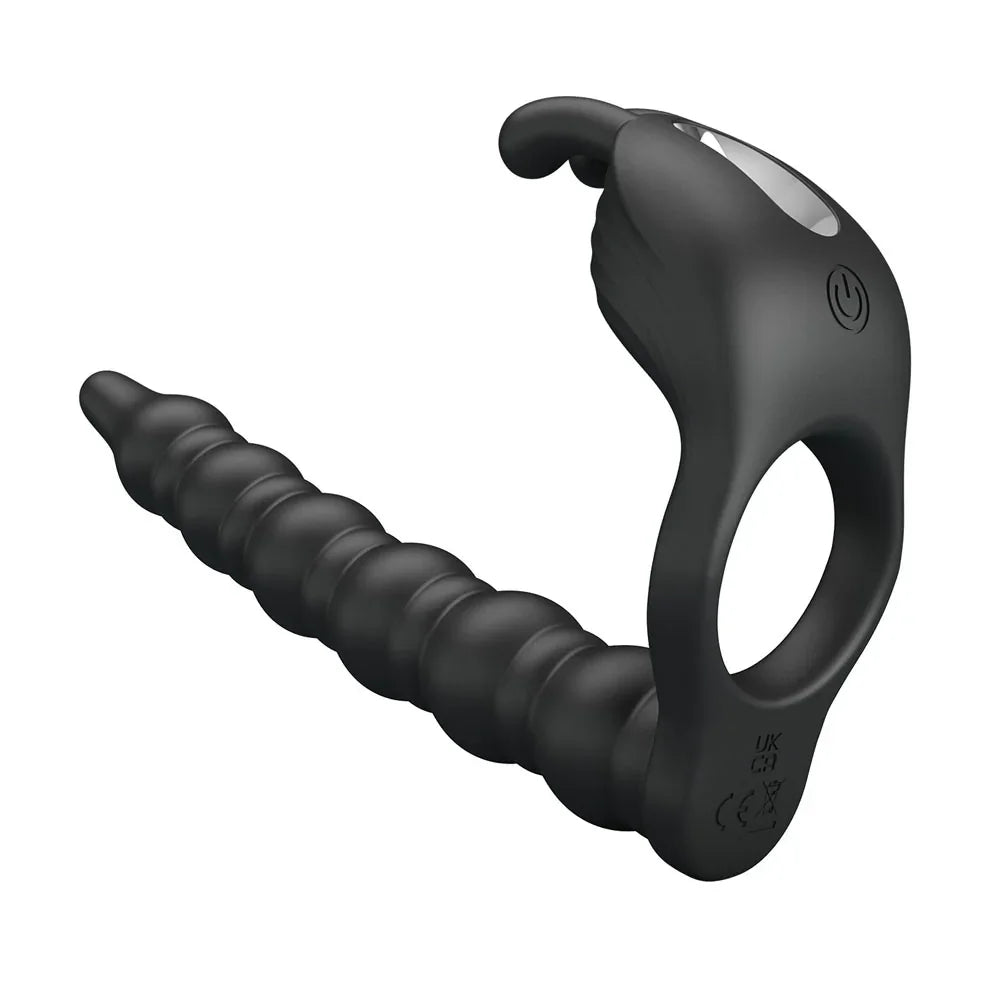 Party Up MARCUS Ring & Anal Plug - USB Rechargeable Vibrating Cock Ring with Double Penetrator - Take A Peek