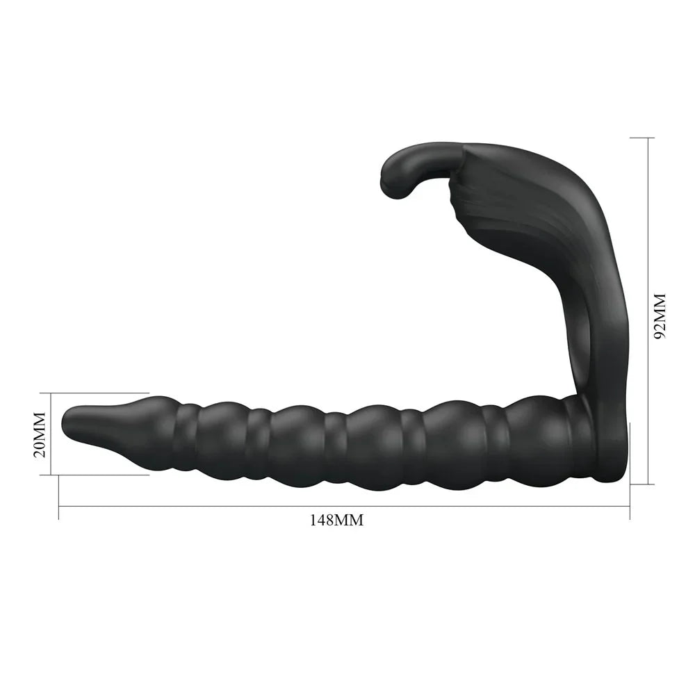 Party Up MARCUS Ring & Anal Plug - USB Rechargeable Vibrating Cock Ring with Double Penetrator - Take A Peek