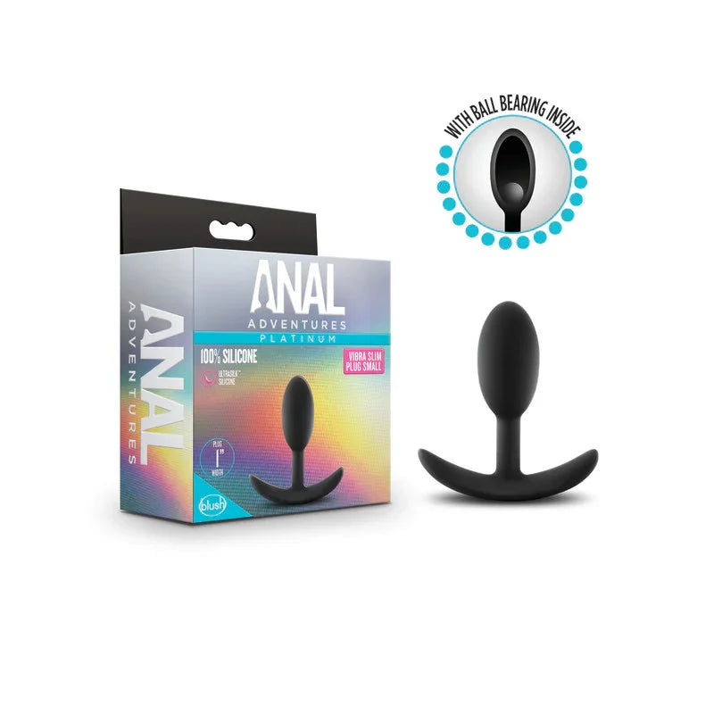 Anal Adventures Platinum Vibra Slim Plug - 8.9 cm Small Butt Plug with Internal Ball - Take A Peek