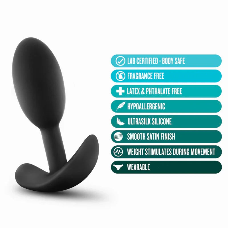 Anal Adventures Platinum Vibra Slim Plug - 8.9 cm Small Butt Plug with Internal Ball - Take A Peek