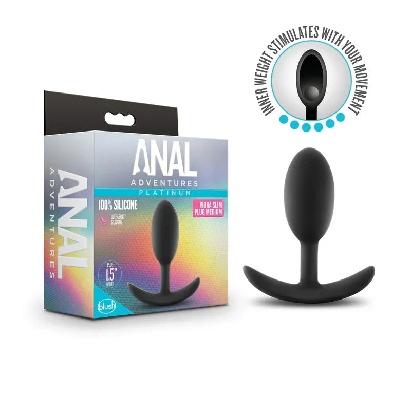 Anal Adventures Platinum Vibra Slim Plug - 10.1 cm Butt Plug with Internal Ball - Take A Peek