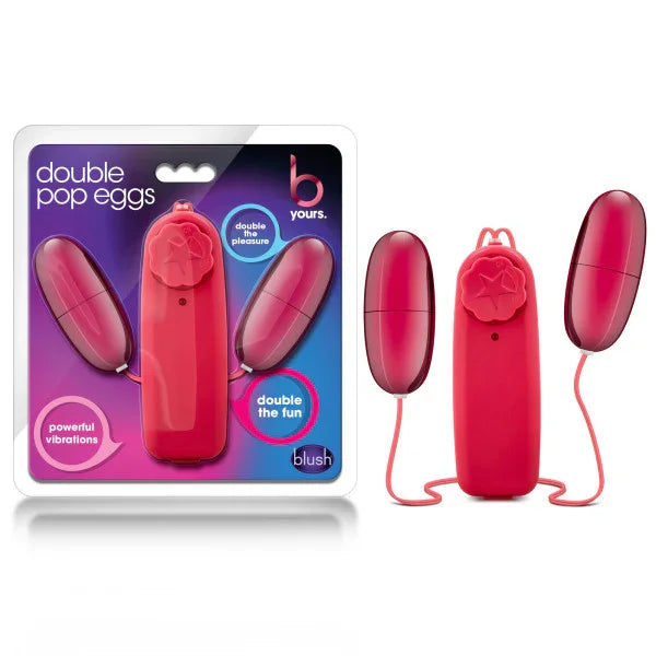 B Yours Double Pop Eggs - Cerise Dual Vibrating Eggs - Take A Peek