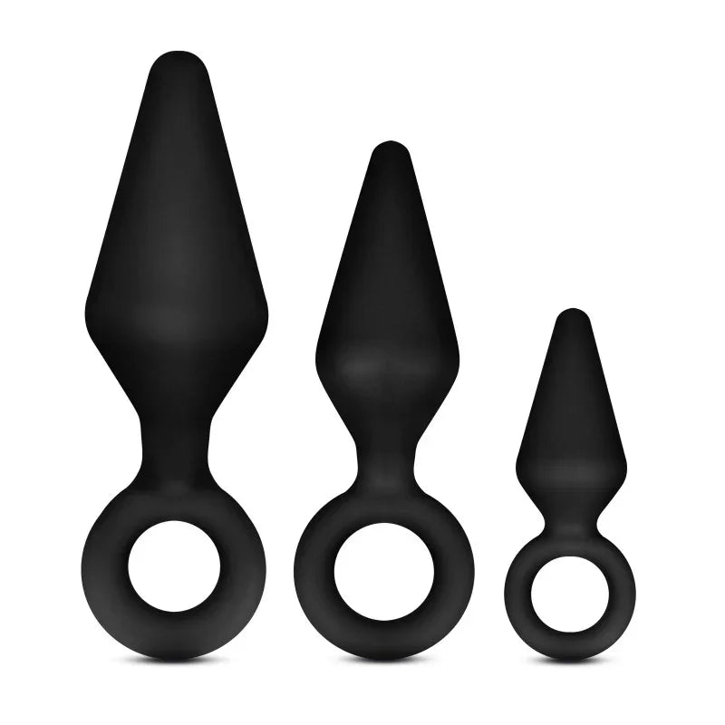 Anal Adventures Platinum Loop Plug Kit - Butt Plugs - Set of 3 Sizes - Take A Peek