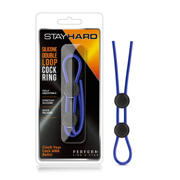 Stay Hard - Silicone Double Loop Cock Ring - Adjustable Lasso Cock Ring - Take A Peek