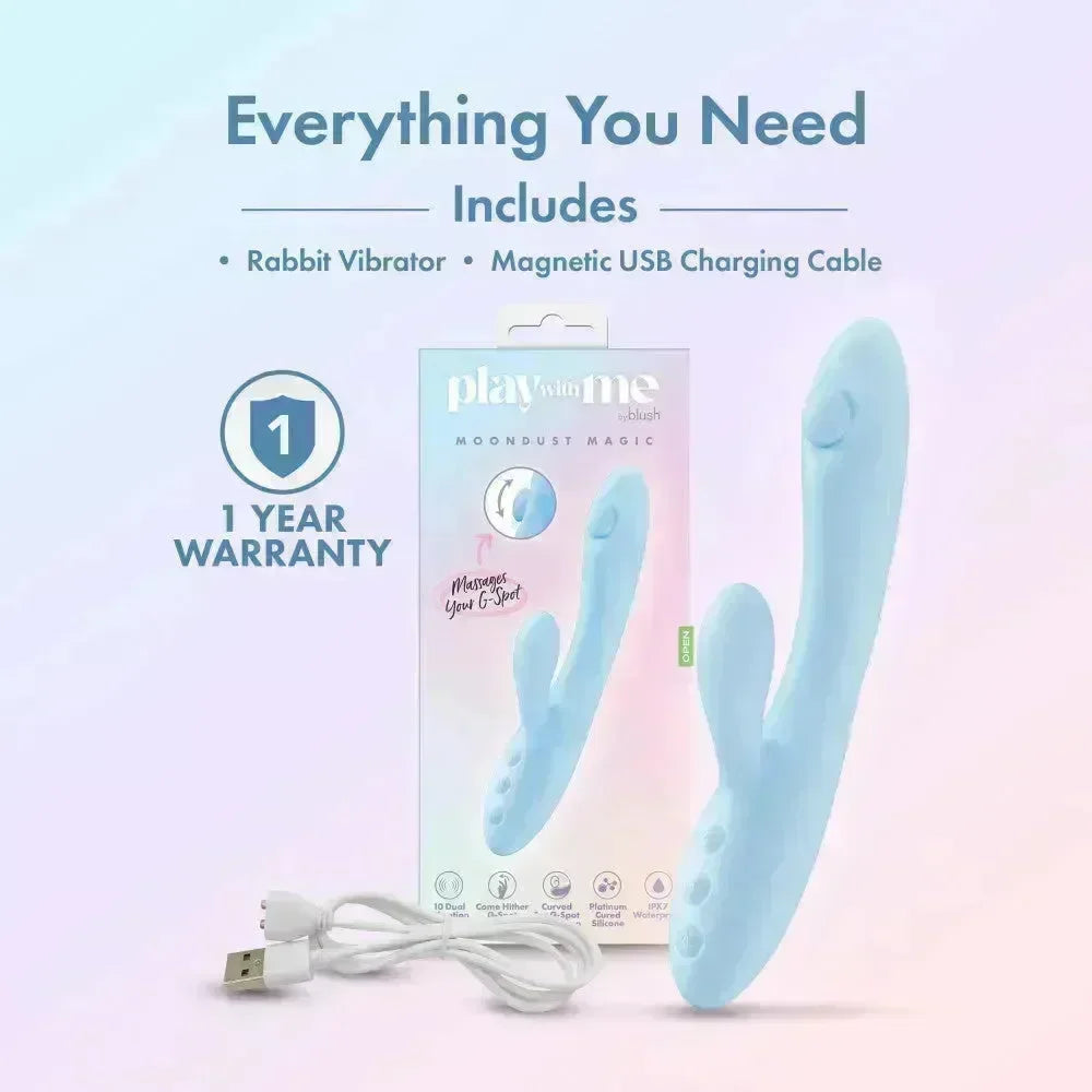 Play With Me - Moondust Magic - 20.3 cm USB Rechargeable Rabbit Vibrator - Take A Peek