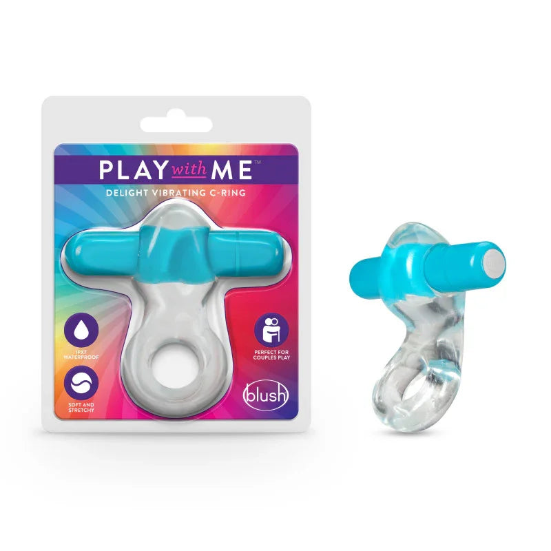 Play With Me Delight Vibrating C-Ring - Clear/ Vibrating Cock Ring - Take A Peek